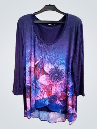 Desigual Langarm-Blumenmuster-Tunika-Oberteil