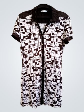 Promod Schwarzes und Weißes Geometrisches Print Kurzarmkleid