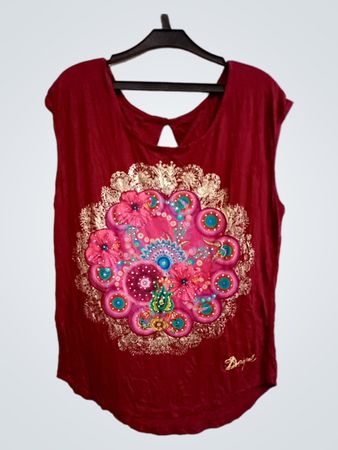 Desigual Damen Ärmelloses Top mit floralem Design