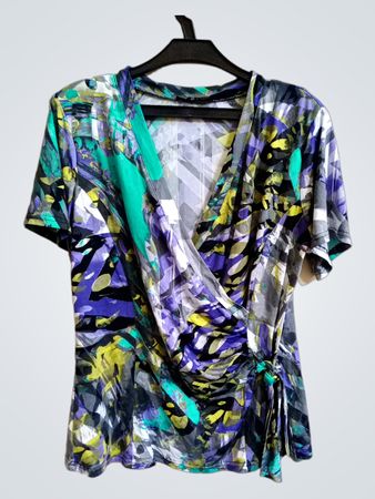 Yvonne Abstract Print Wrap Top