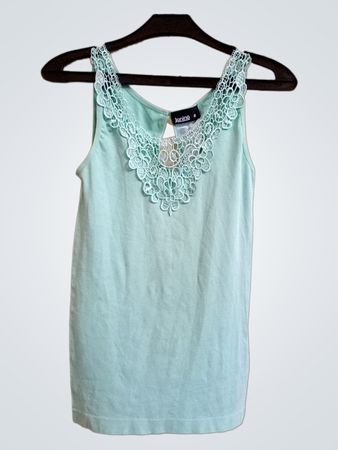 Janina Damen Mintgrünes Spitzenbesatz-Trägershirt