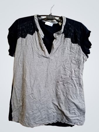 Van Laack Grau und Schwarz Spitzen Detail T-Shirt