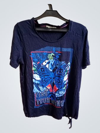 CECIL Damen Blau Grafik T-Shirt "FIND YOUR WING