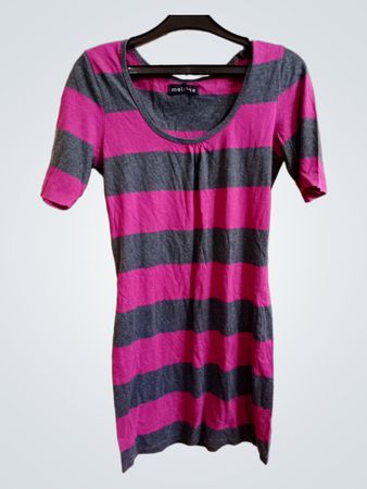 Melrose Pink und Graue Gestreifte T-Shirt Kleid