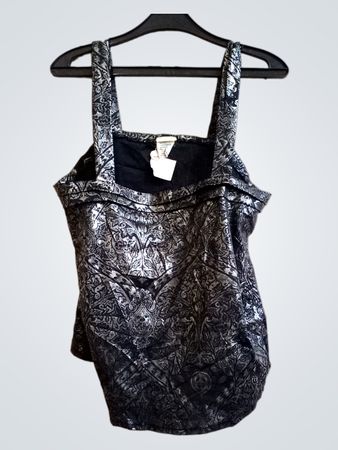 Schwarzes und silbernes gemustertes Tanktop