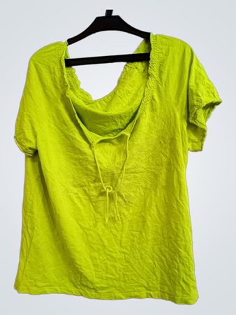 Limettengrünes T-Shirt mit Kordelzug-Detail
