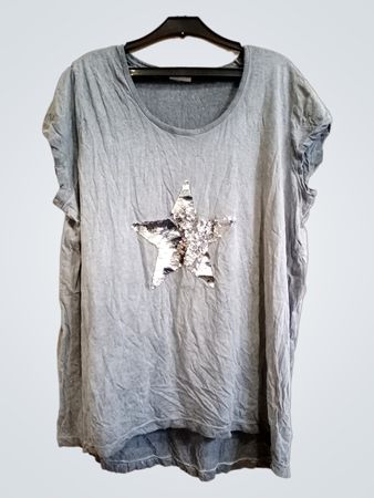 INFINITY Damen graues T-Shirt mit Pailletten-Stern-Detail