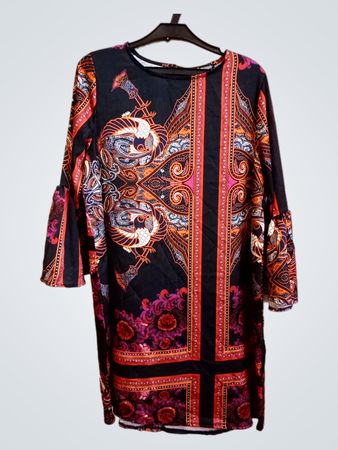 Mixeri Made in Italy Schwarzes bedrucktes Kleid