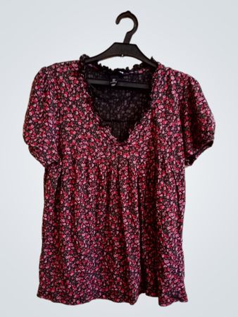 H&M Floral Print Kurzarm-Top