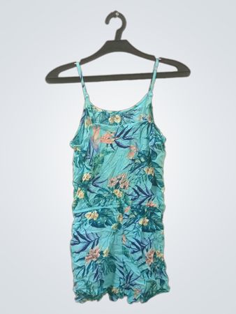 Türkis Floralbedruckter Jumpsuit