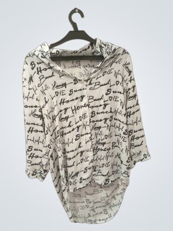 Liz Lisa White Black Script Print Button Up Shirt