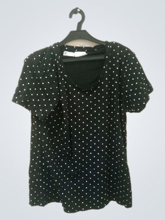 Hammerls Gerda Infinity Woman Schwarzes Polka-Dot T-Shirt