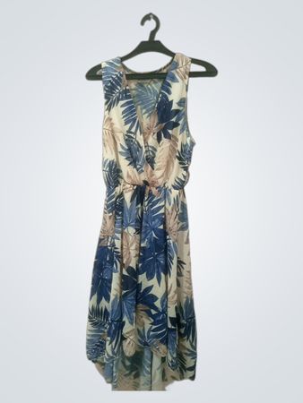 Ärmelloses V-Ausschnitt Blumenmuster-Kleid