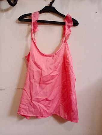Janina Pink Spaghetti-Top mit Rüschenträgern
