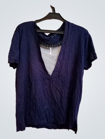 Bluoltre Kurzarm V-Ausschnitt Pullover