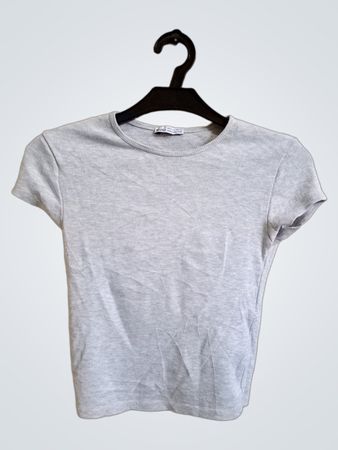 Bershka Graues Ripp-Crop-Top
