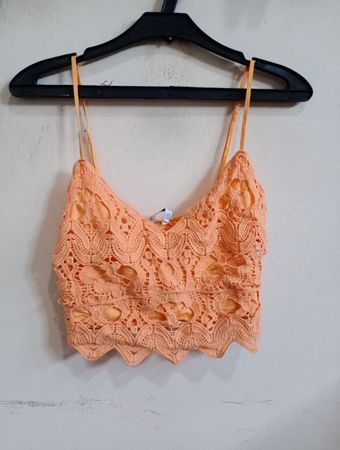 Stradivarius Orange Cropped Cami Top