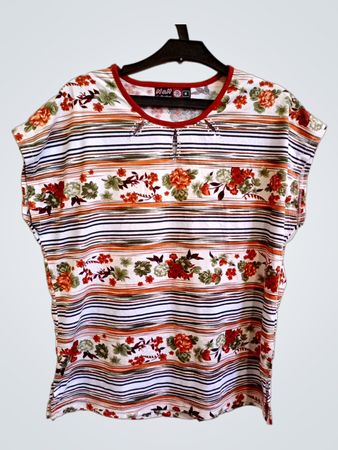 N&H Collection Floral Striped T-Shirt