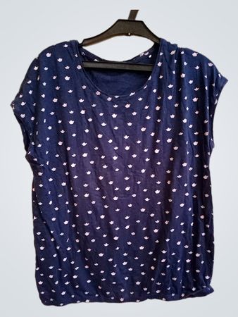 Edc Seit 1990 Blaues T-Shirt mit weißem Papierboot-Muster