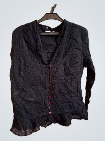 Editions Black Crinkle Knöpfen Bluse