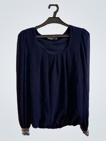 Dorothy Perkins Marineblauer Pailletten-Manschettenlangarm-Top