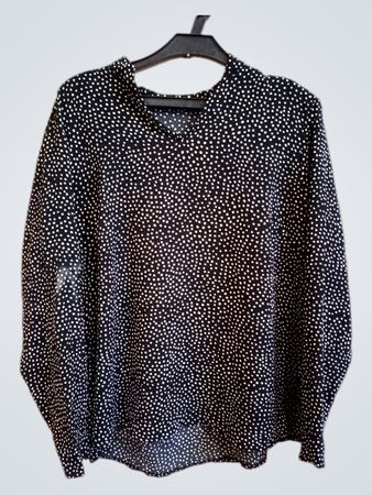 FREE MOOD Schwarz-Weiße Pünktchenbluse