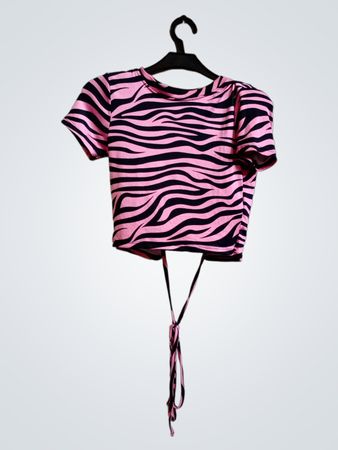 SISTER Zebra Print Tie Back Crop Top