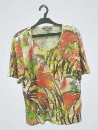 ADAGIO Damen Kurzarm T-Shirt mit tropischem Druck