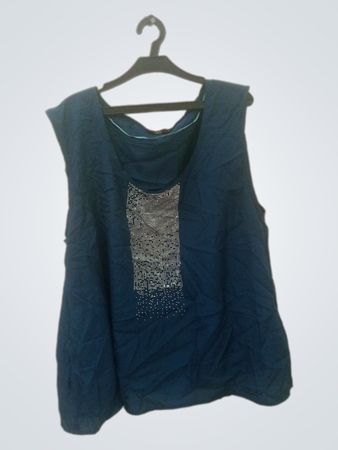 OVS Damen Blau Ärmelloses Oberteil mit Verzierungen