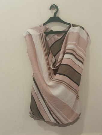 Gestreifte Bluse mit Fransen-Saum