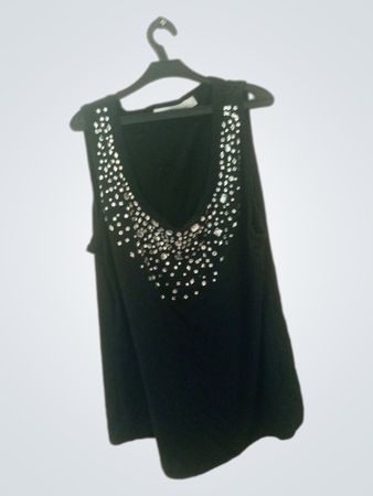 Selection BPC bonprix Kollektion schwarzes verziertes ärmelloses Top