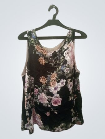 Schwarzes Blumenmuster ärmelloses Top