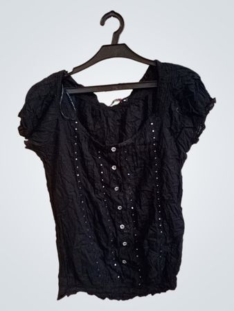 Wählen Sie schwarze Bluse mit Strassknöpfen
