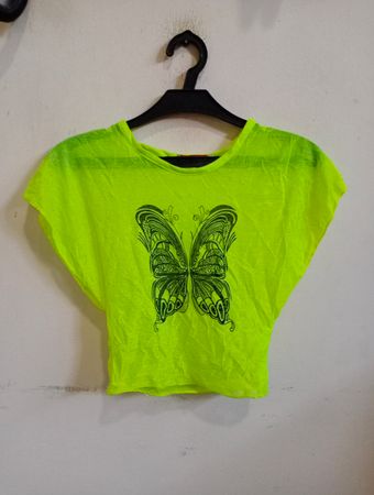 XingYue Neon Grün Schmetterling Grafik T-Shirt