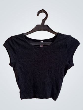 FB SISTER Schwarzes geripptes Cropped Top