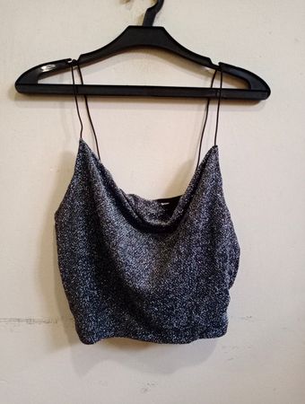 Glitzerndes schwarzes Crop Top