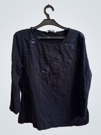 Laura Ashley Schwarzes Verziertes Langarmoberteil