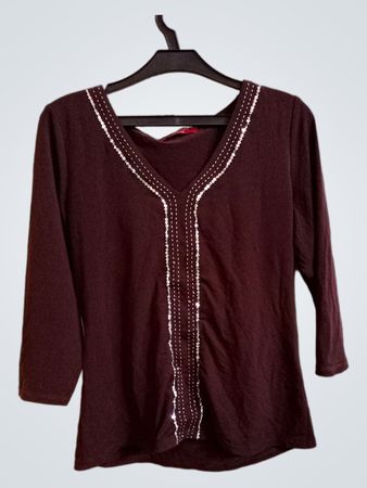 CAPPUCCINI COLLEZIONI Damen Braun Verziert V-Ausschnitt Top Größe 44