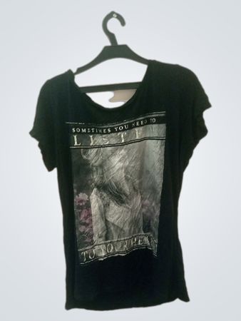 Yessica Schwarz T-Shirt mit Grafikdruck