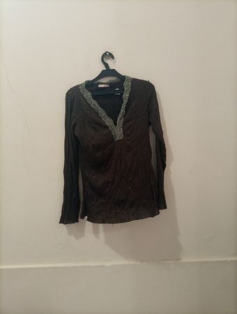 Jennifer Taylor Damen Brauner Langarm-Top