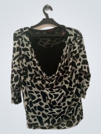 Palasan Animal Print Cowl Neck Top