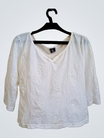 FREE PARIS Weißer Glitzer-Top