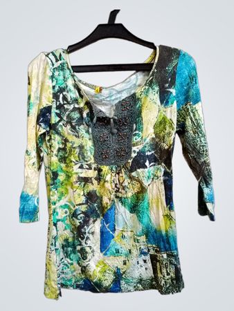 Guitare Prints Damen 3/4-Ärmel Bedrucktes Oberteil