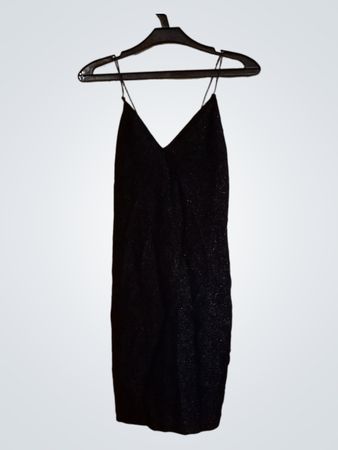 Schwarzes Spaghetti-Träger Glitzerkleid