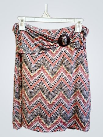 R.P. TAMAR Trägerloses Zickzack-Print Röhrenkleid mit Schnallendetail