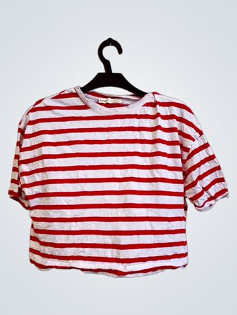 PULL&BEAR Rot und Weiß Gestreiftes T-Shirt