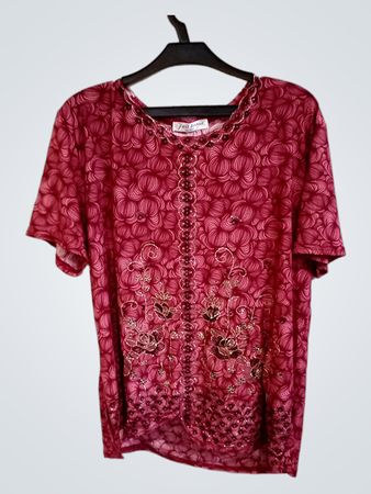 Fruit loom Damen rot Blumenmuster T-Shirt XL/XXL