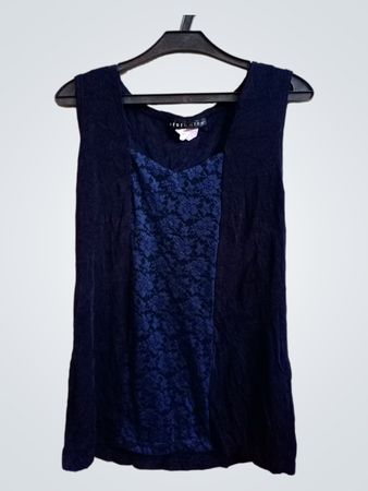 Citiknits Ärmelloses Top mit Spitzenpaneel in Marineblau