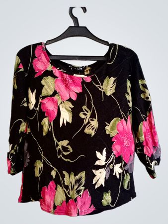 M.A.D. IN PARIS Schwarze blumige Druckbluse
