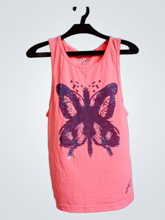 Girls Pink Butterfly Tank Top